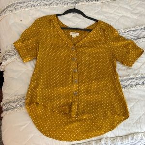 Maeve yellow polka dot blouse